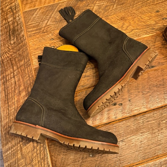 Penelope Chilvers Black Suede Mid-Calf Tassel Boots - Picture 2 of 10